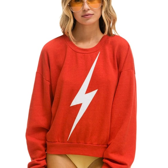 Aviator Nation Sweaters - LIKE NEW Aviator Nation BOLT RELAXED CREW SWEATSHIRT - RED / WHITE (Size Small)
